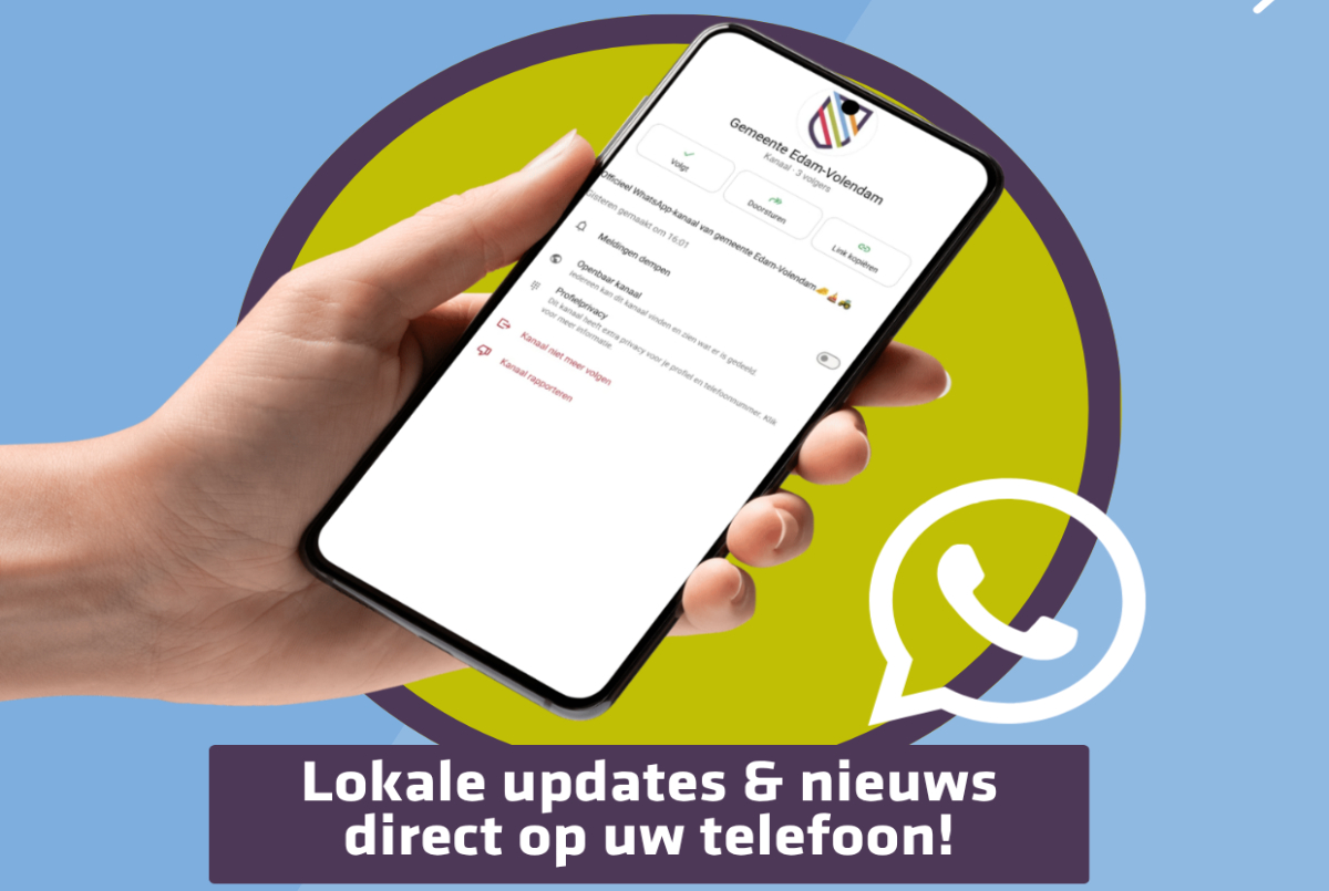 Gemeente Edam-Volendam lanceert eigen WhatsApp-kanaal